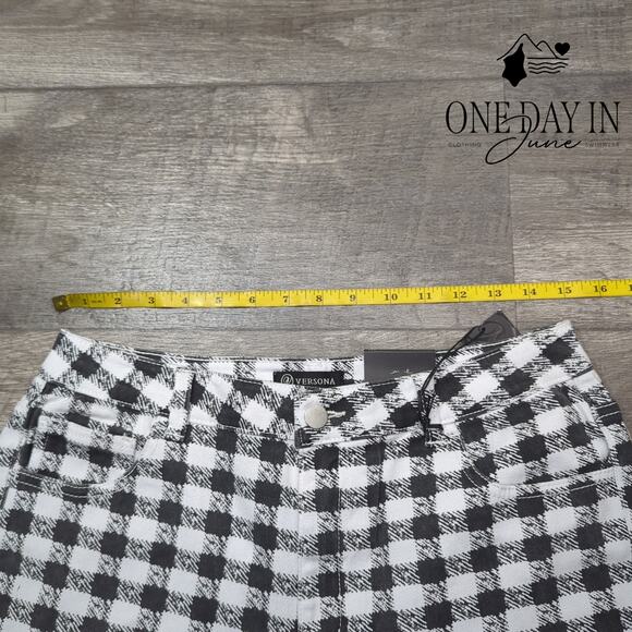 Versona Checkered Flare Leg Jeans Size 10 - Picture 3 of 6